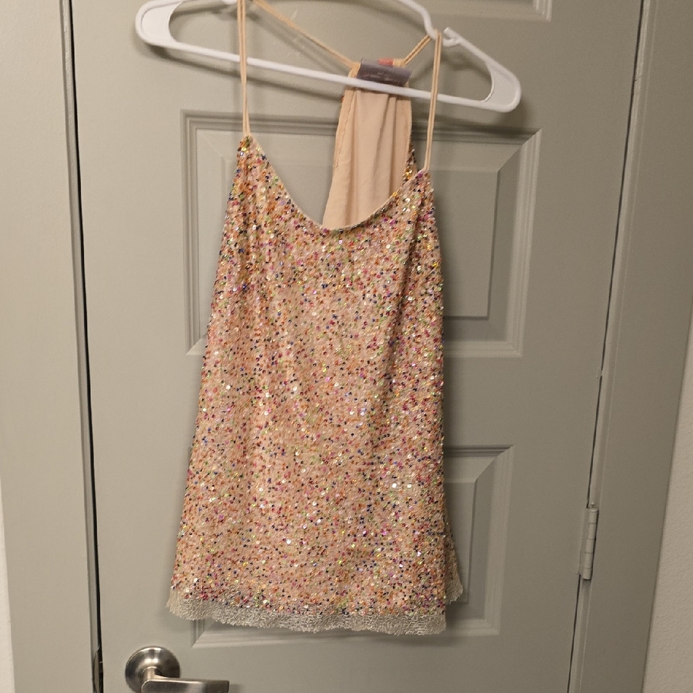 Romeo & Juliet Couture Beaded Nude Top